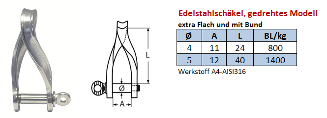 flacher, gedrehter Schäkel